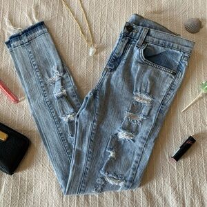 Retro LF Carmar Destroyed Low Rise Skinny Jeans